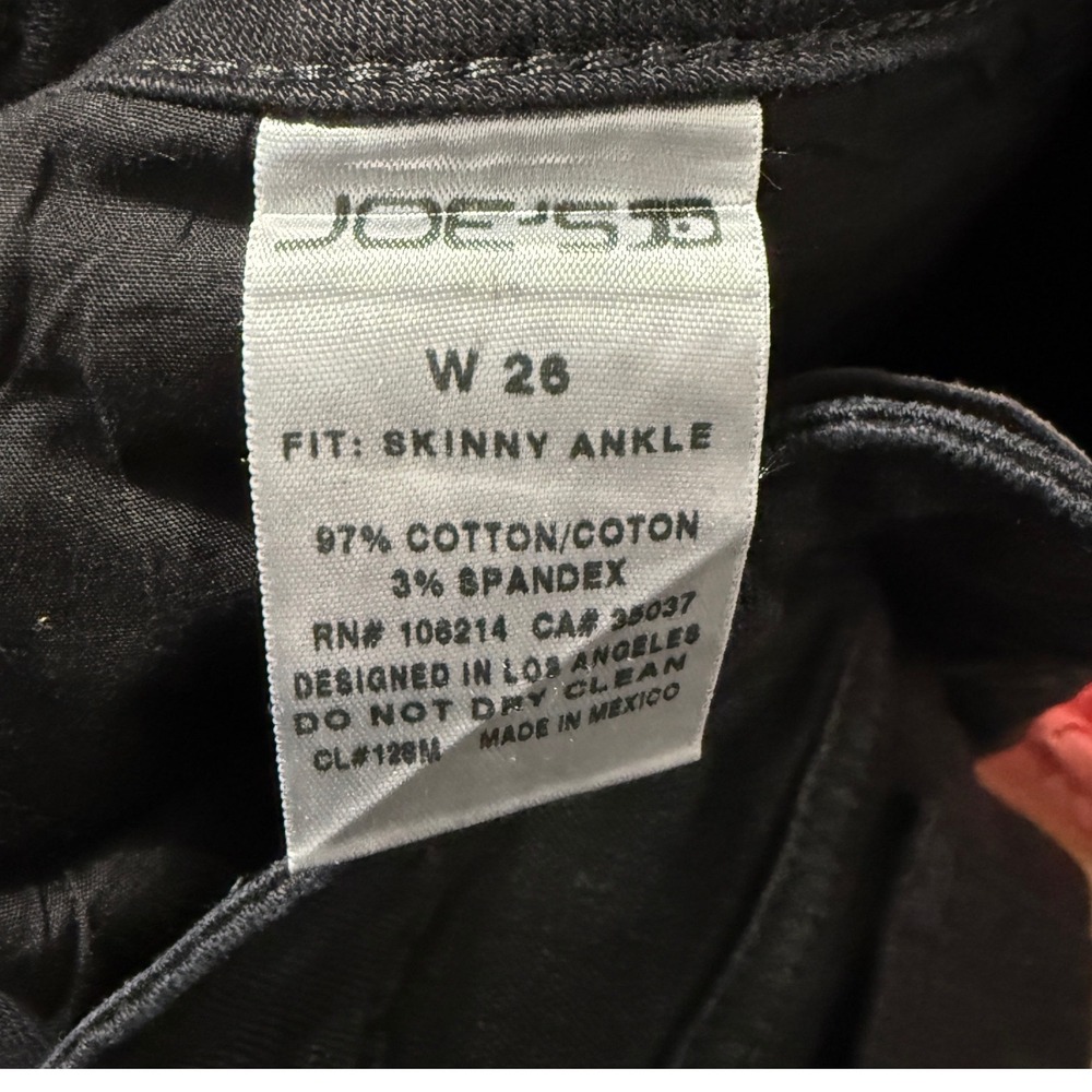 Joe's Jeans Skinny Ankle Coated Waxed Denim Pants 26 Black Excellent - Picture 7 of 8